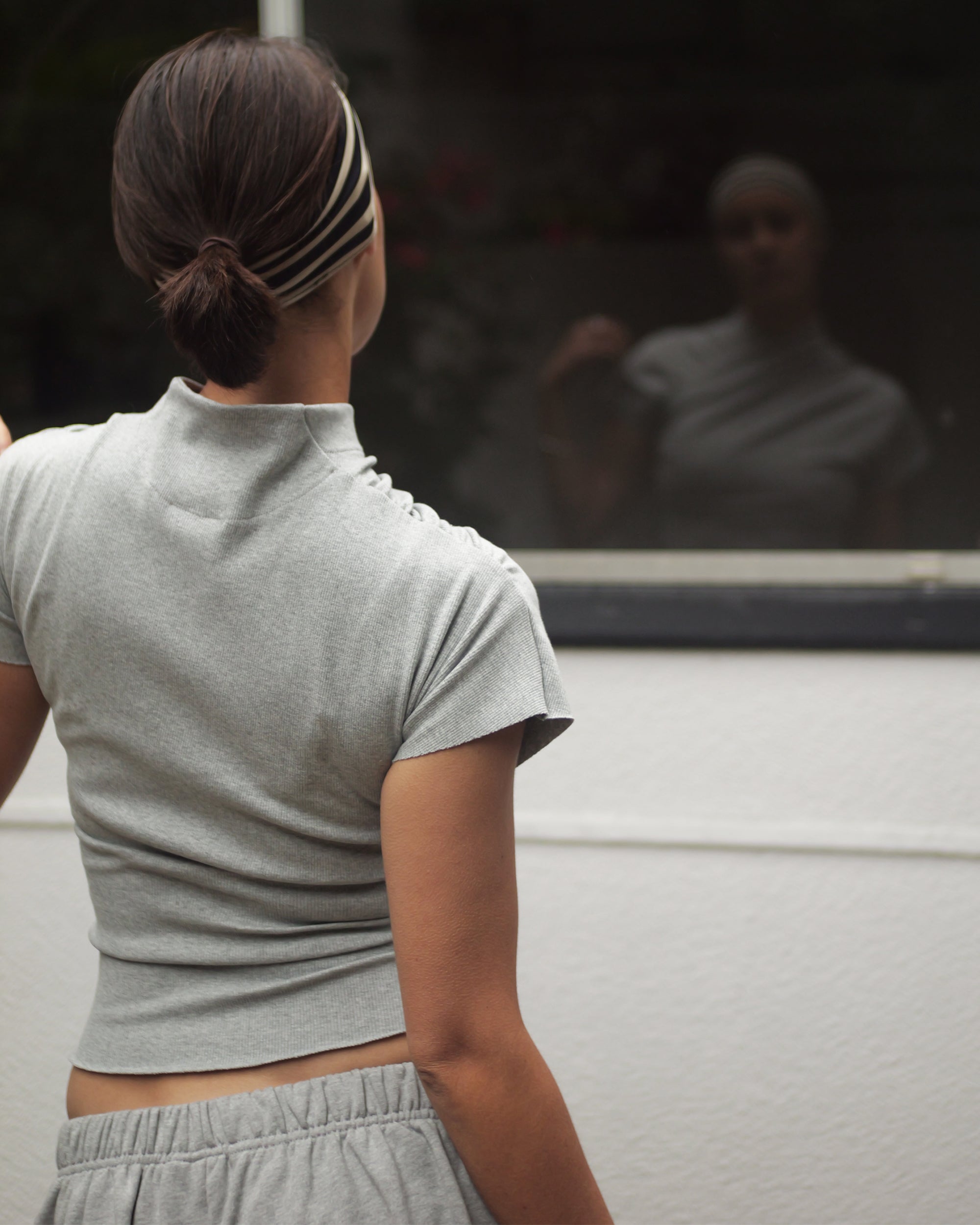 Kimono Ribbed Top in Grey Marle