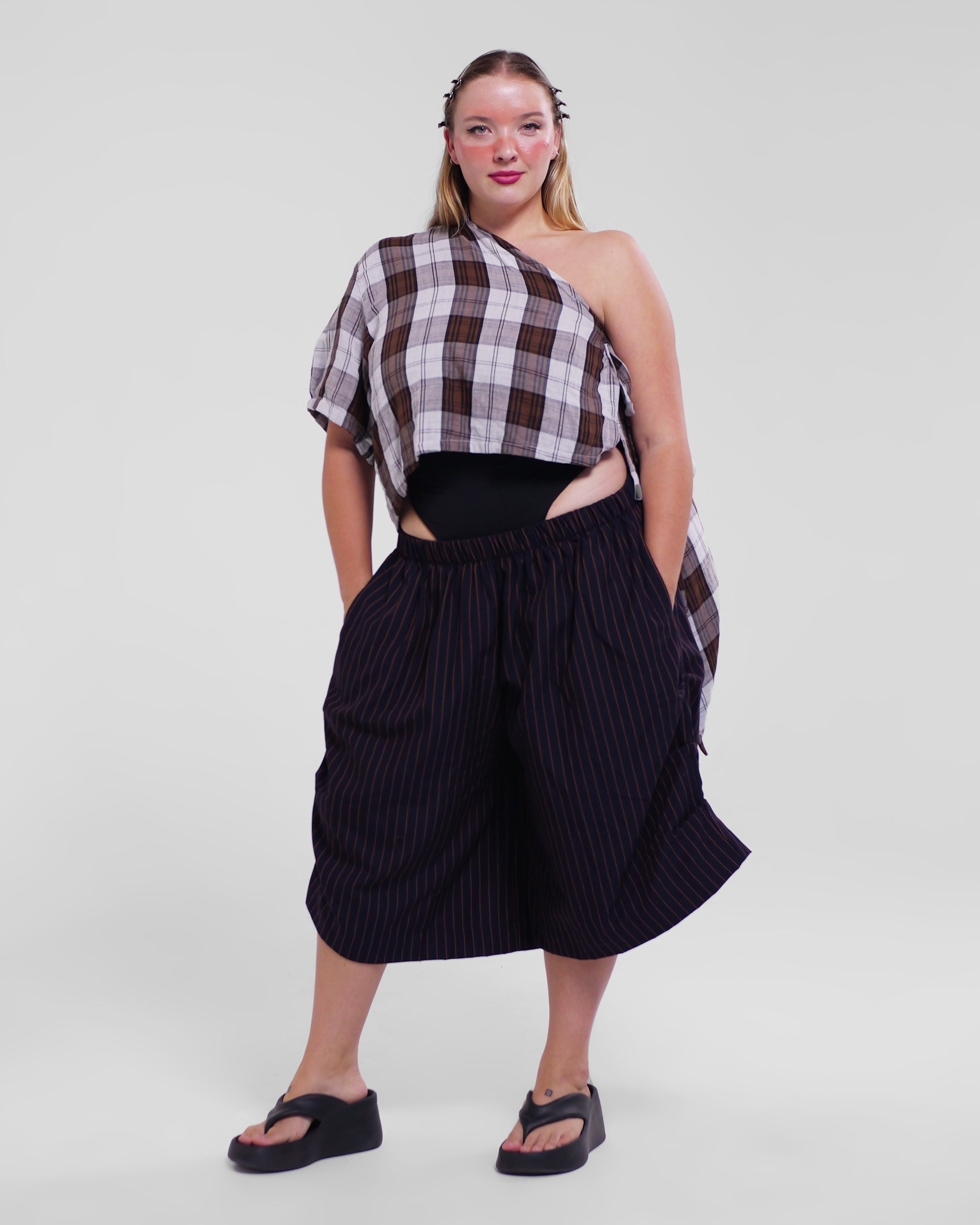 Asymmetrical Wang Top in Brown