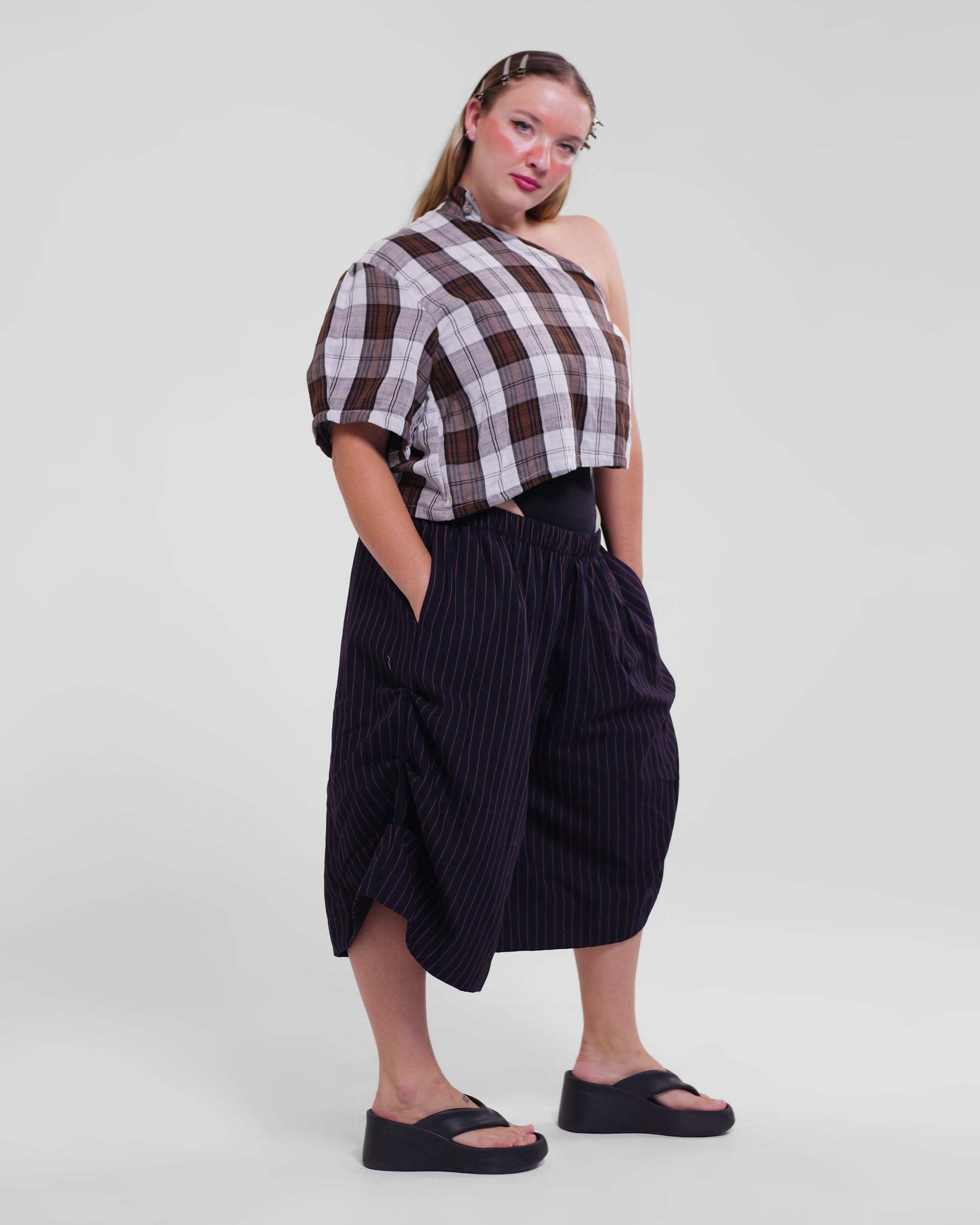 Asymmetrical Wang Top in Brown