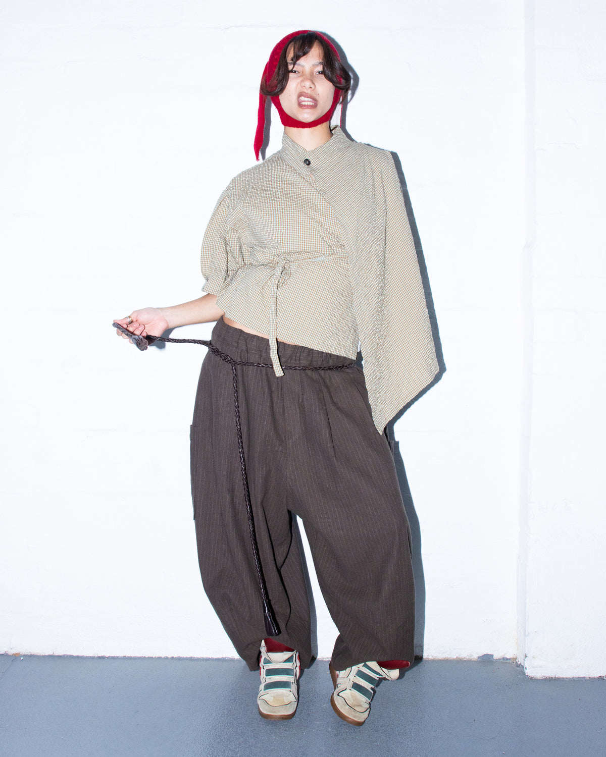 Lucky Pierrot Pant V2 in Brown Pinstripe