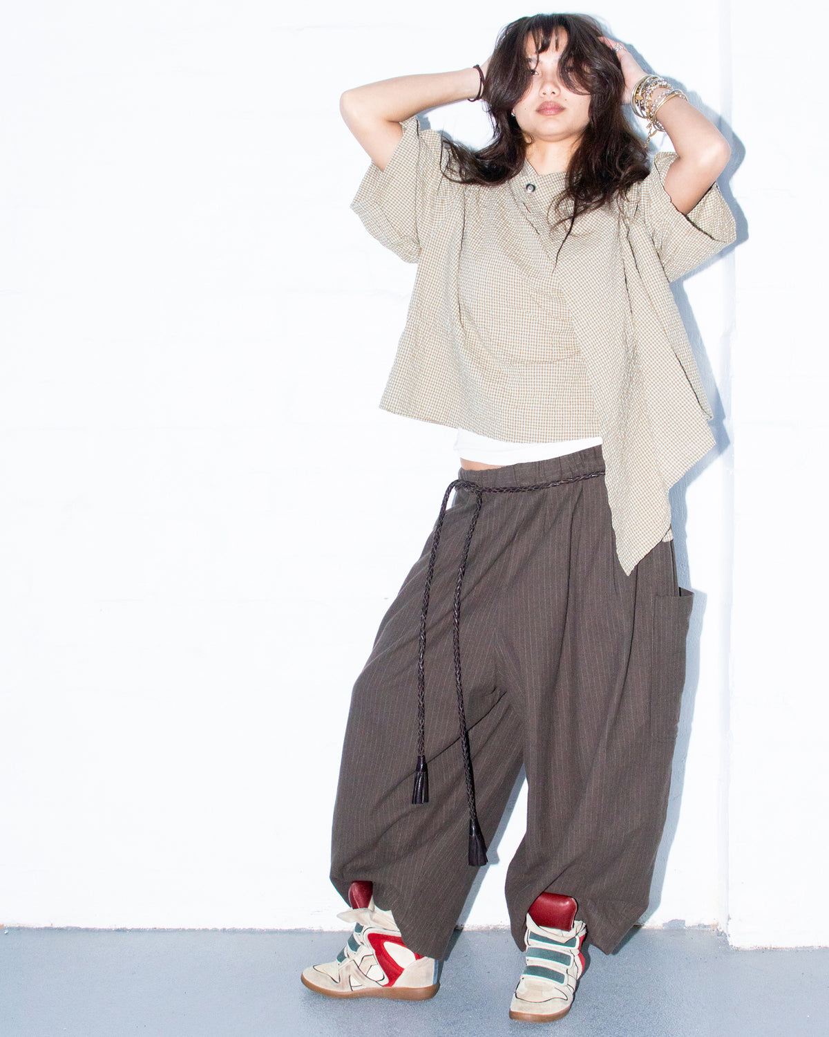 Lucky Pierrot Pant V2 in Brown Pinstripe